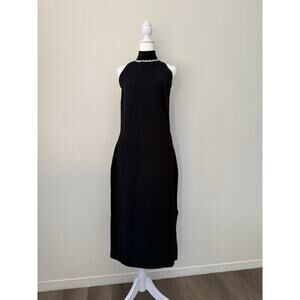 Camila Coelho Black Stretch Pearl‎ Mock Neck Sheath Dress Size Medium NWT